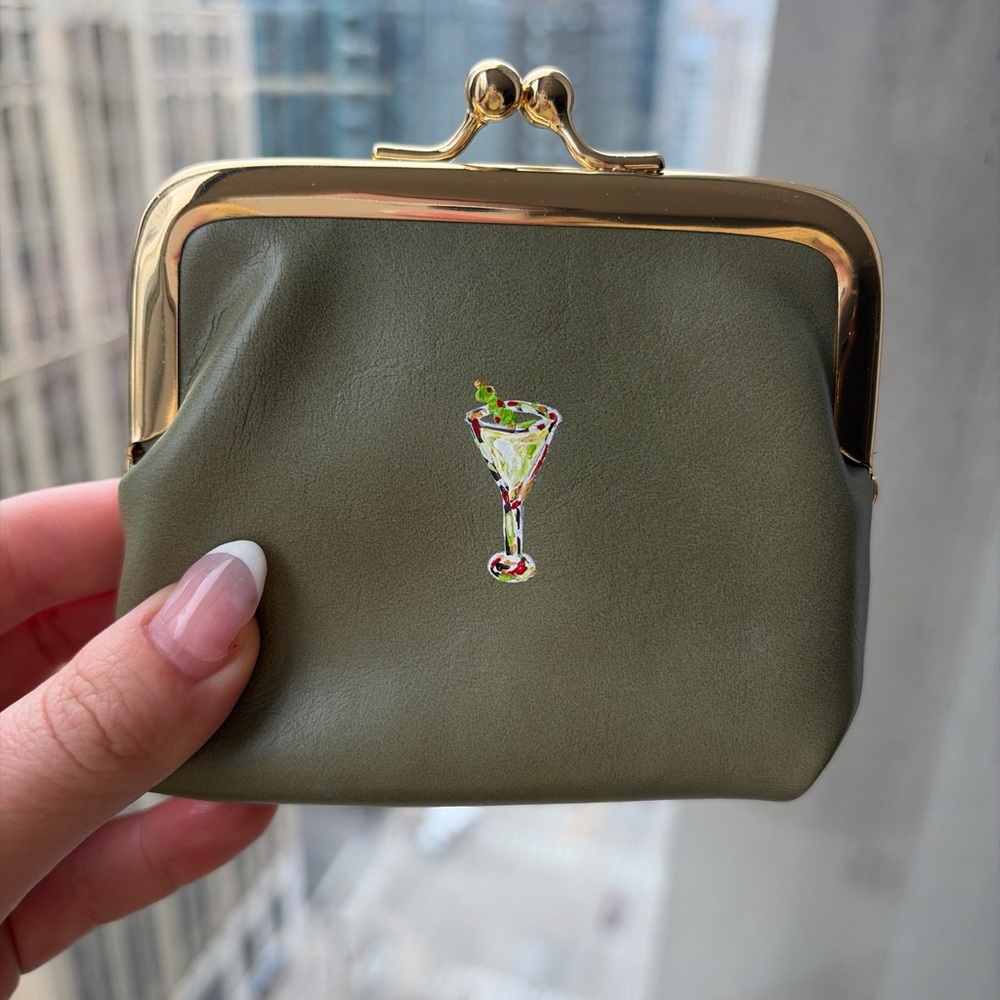 Martini hand painted coin purse